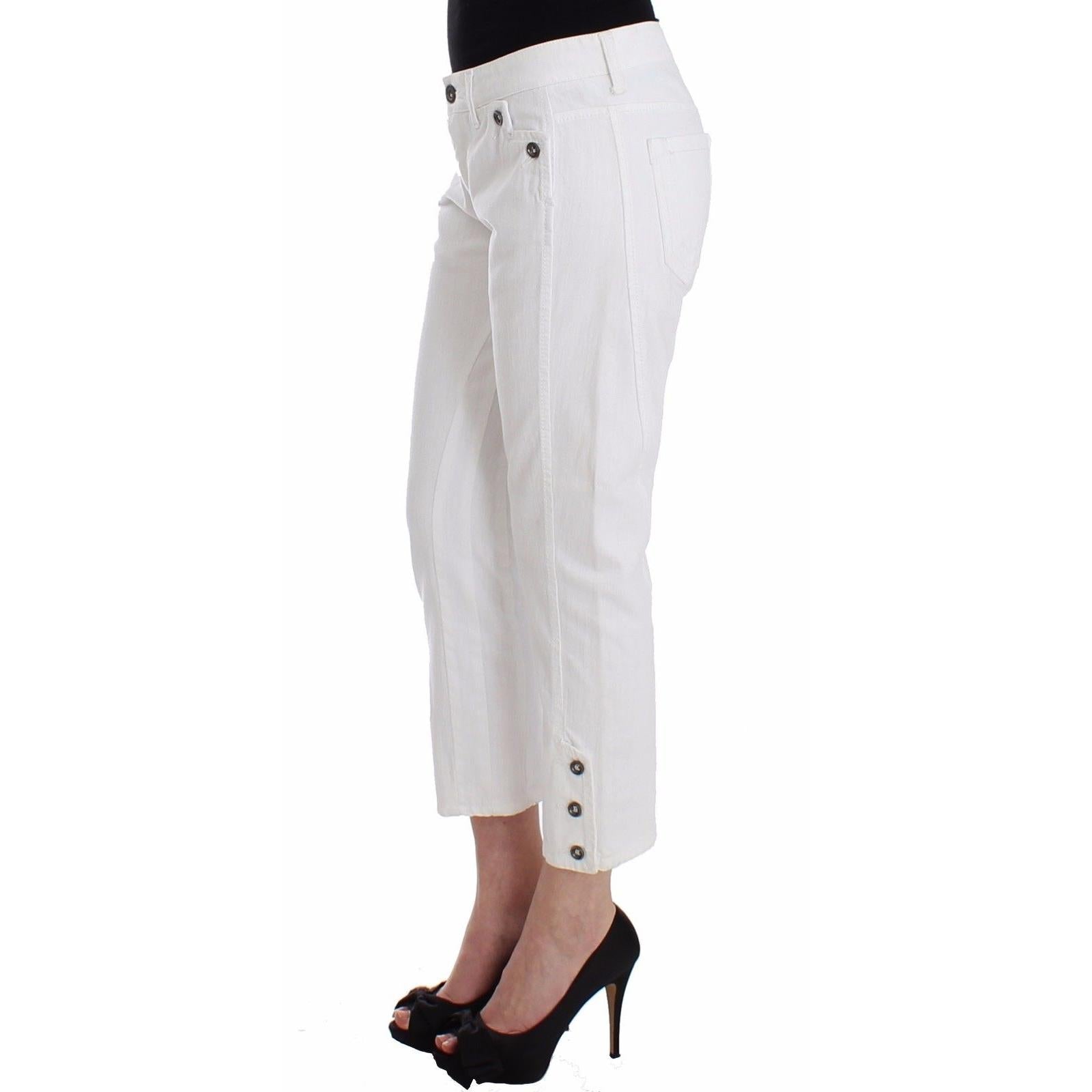 White Cropped Jeans Denim Pants Branded Capri - coffeewithmee2