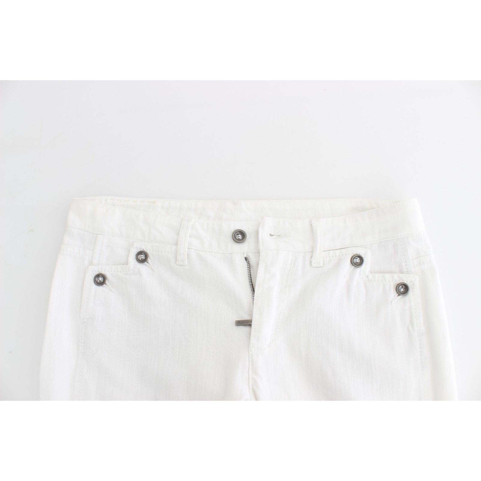 White Cropped Jeans Denim Pants Branded Capri - coffeewithmee2