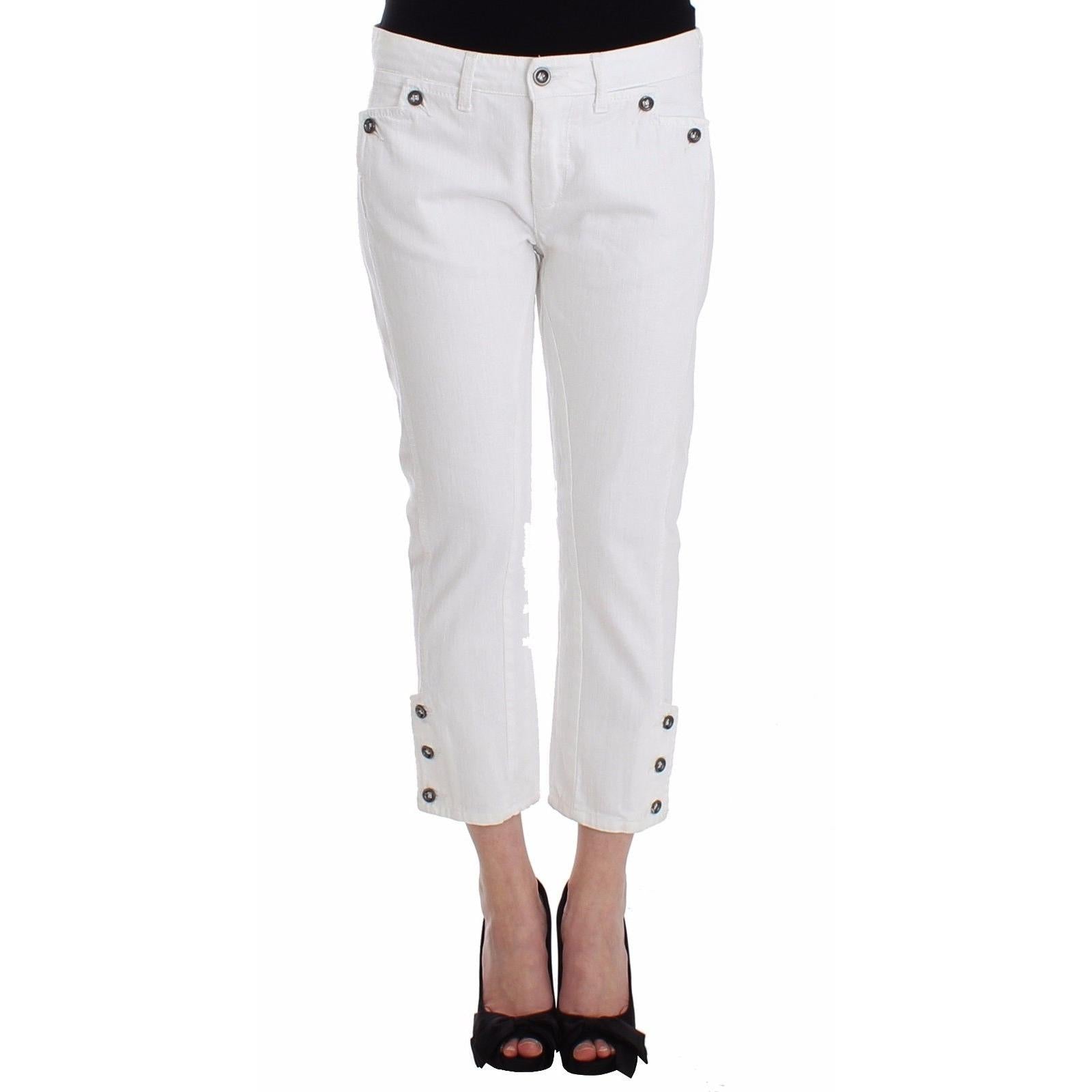 White Cropped Jeans Denim Pants Branded Capri - coffeewithmee2