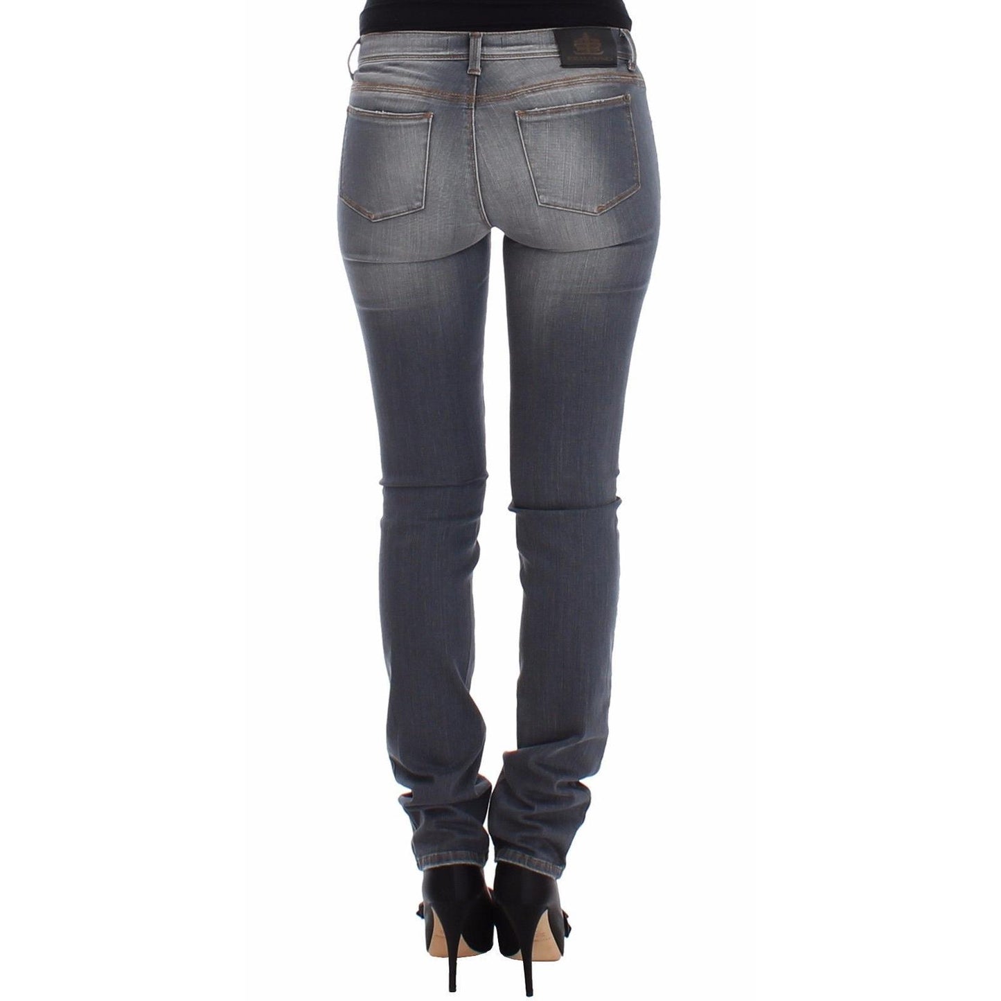 Gray Slim Jeans Denim Pants Skinny Leg Stretch - coffeewithmee2