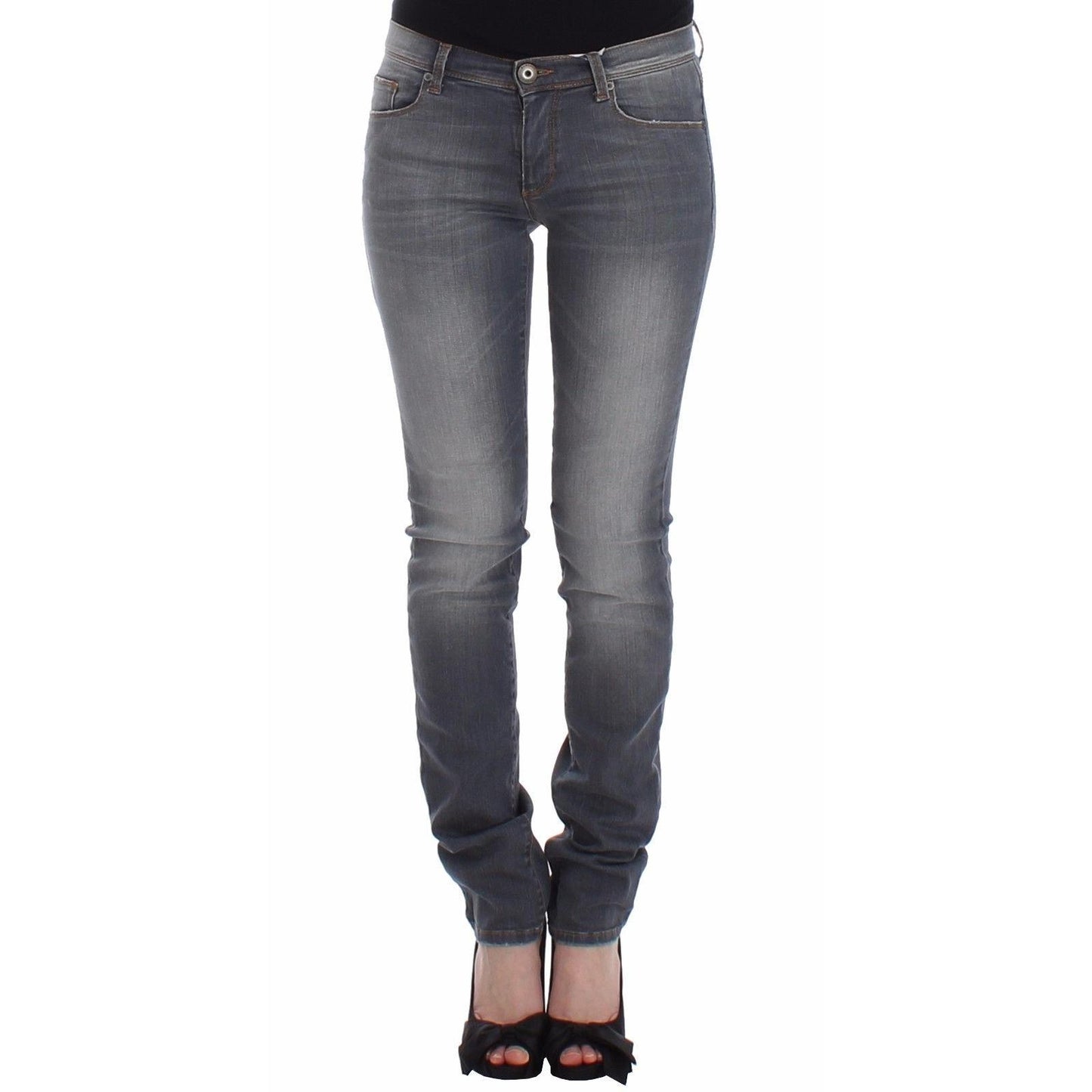 Gray Slim Jeans Denim Pants Skinny Leg Stretch - coffeewithmee2