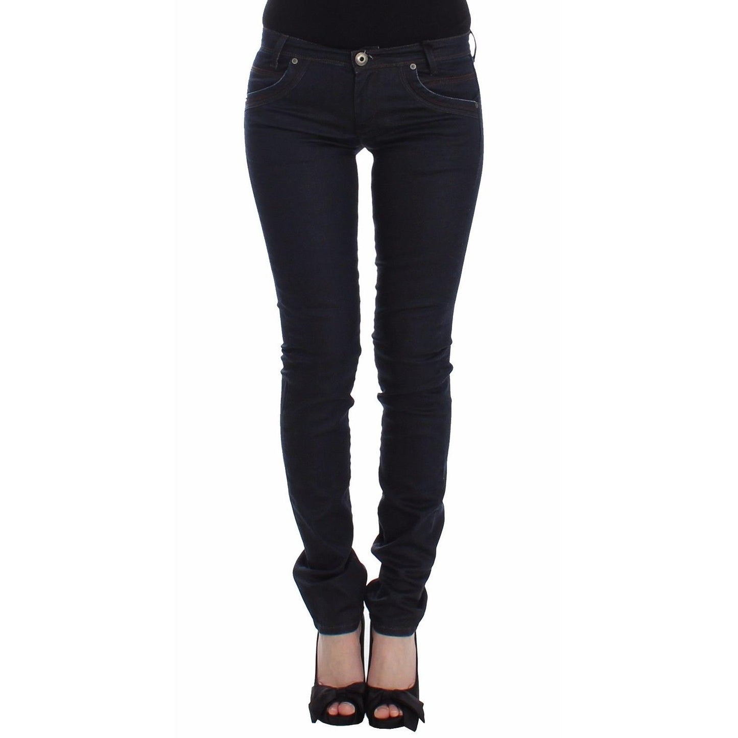 Blue Slim Jeans Denim Pants Skinny Leg Stretch - coffeewithmee2
