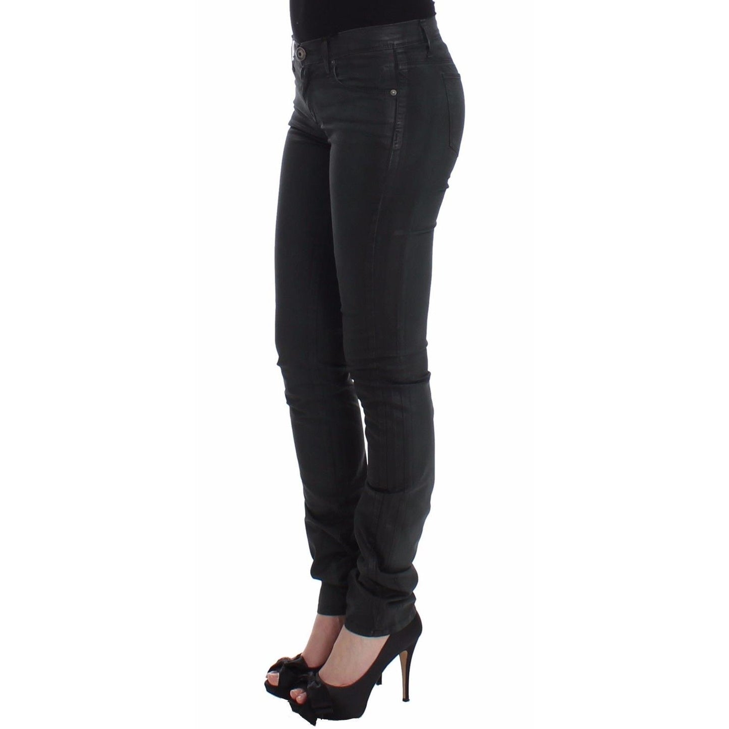 Green Slim Jeans Denim Pants Straight Leg Stretch - coffeewithmee2