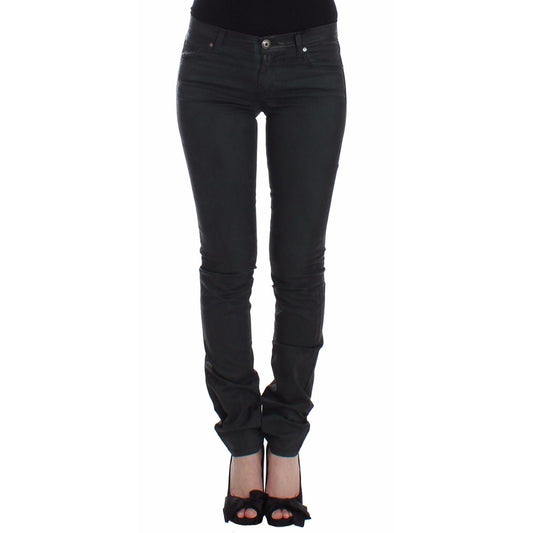Green Slim Jeans Denim Pants Straight Leg Stretch - coffeewithmee2