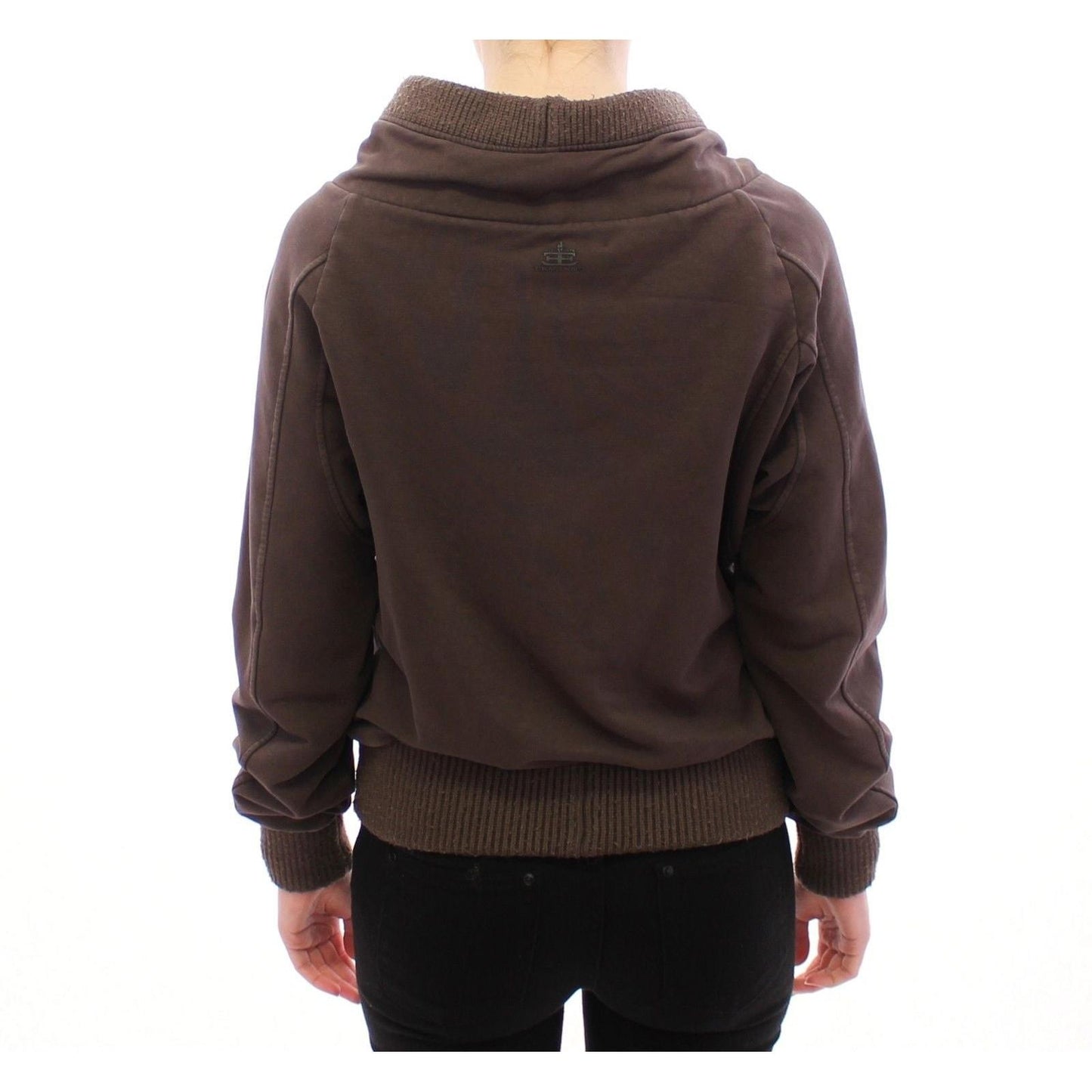 Brown Stretch Full Zip Sweater Jacket - coffeewithmee2