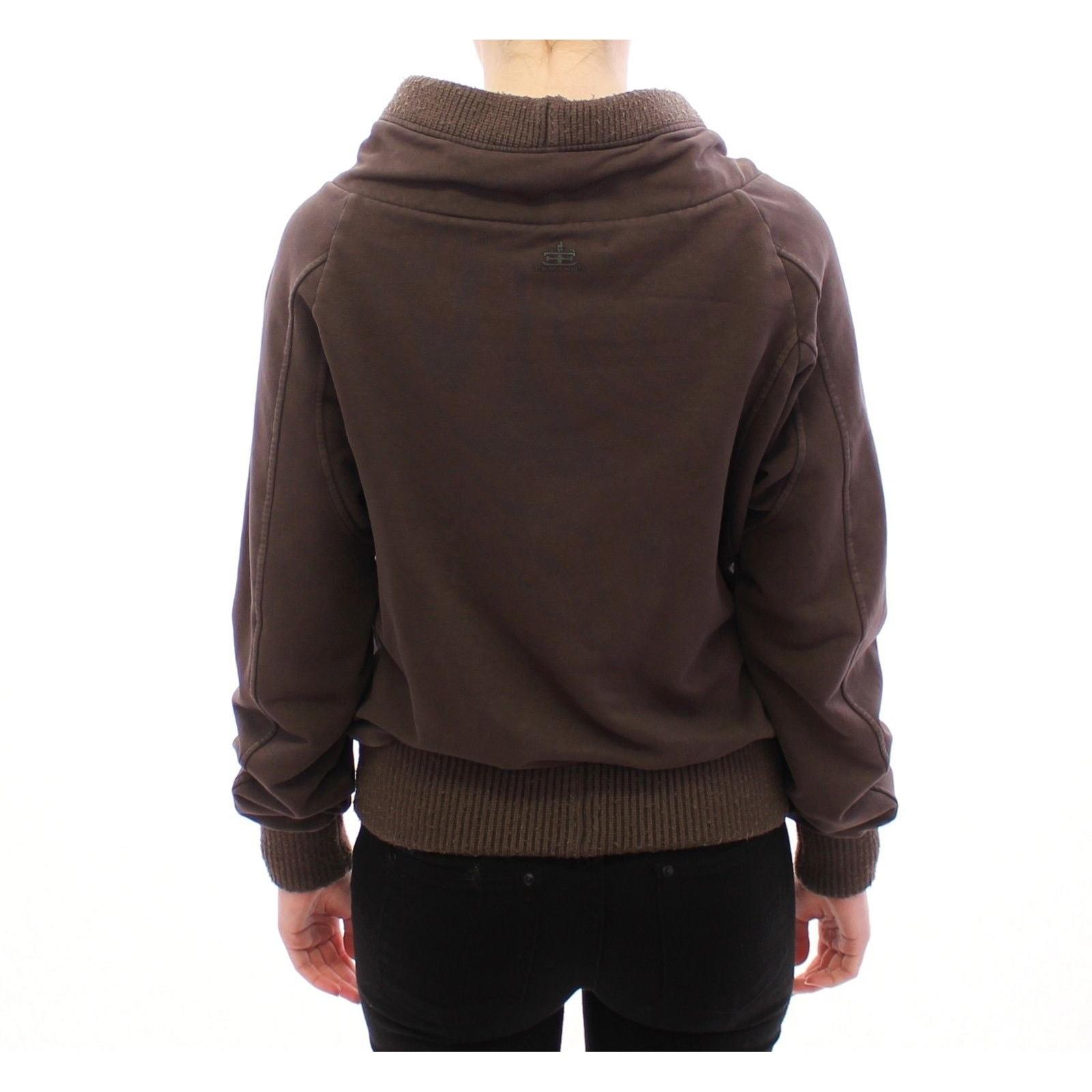 Brown Stretch Full Zip Sweater Jacket - coffeewithmee2