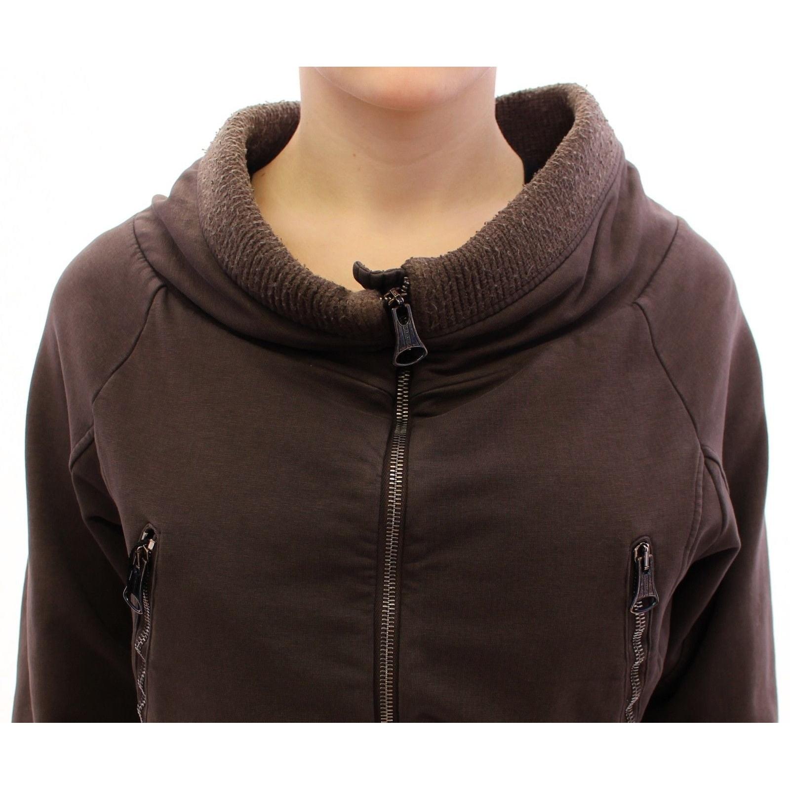 Brown Stretch Full Zip Sweater Jacket - coffeewithmee2