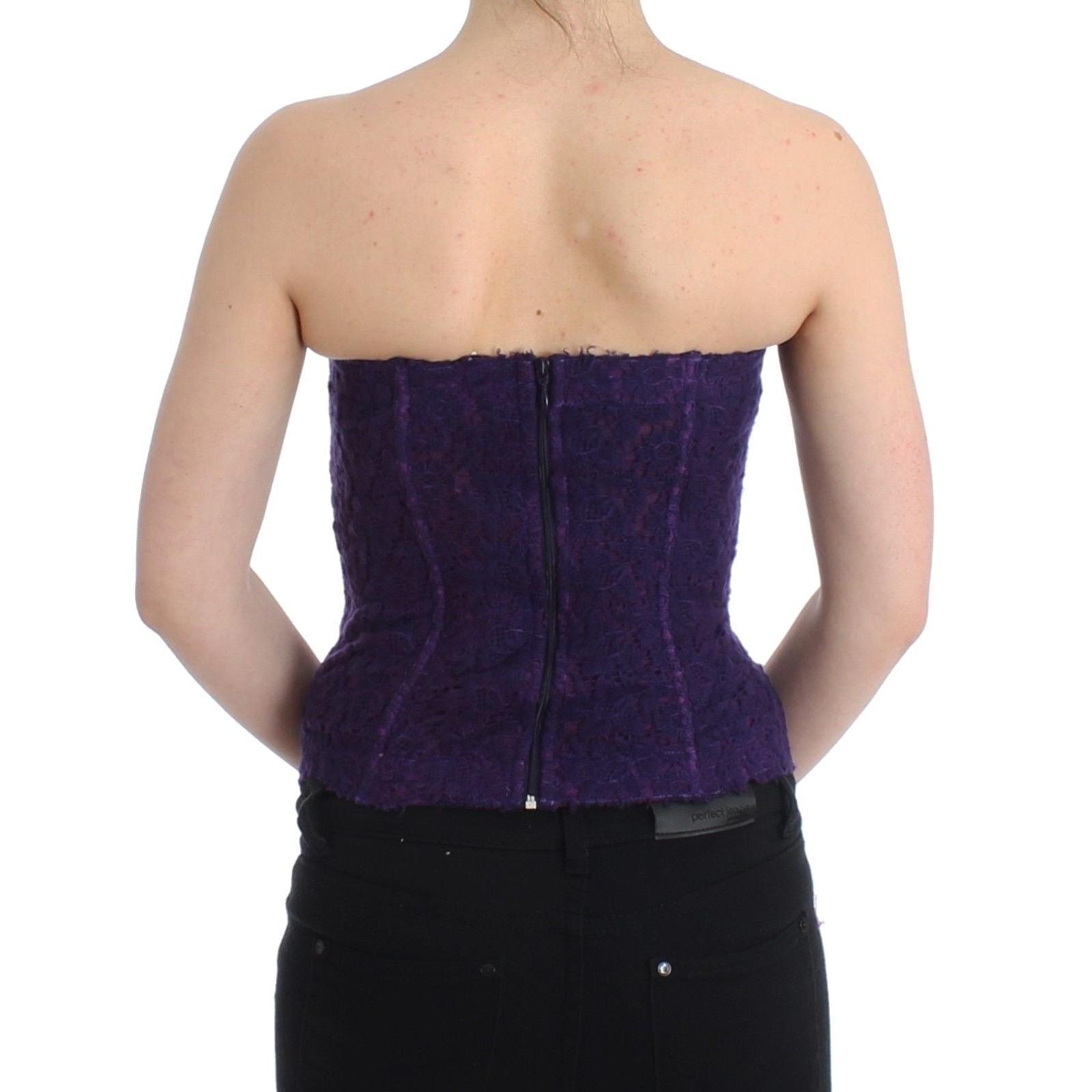 Lingerie Purple Corset Bustier Top Floral Lace - coffeewithmee2