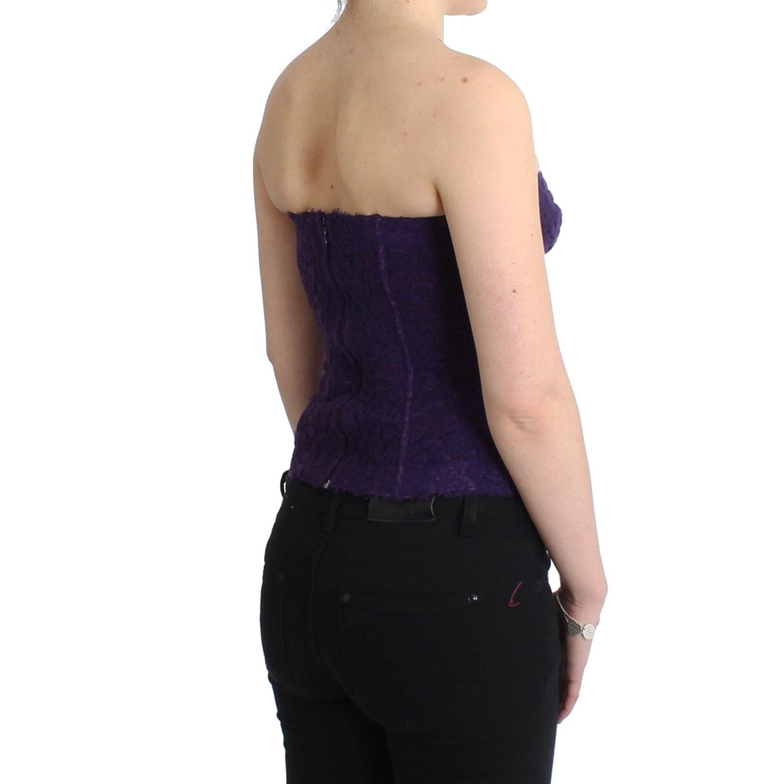 Lingerie Purple Corset Bustier Top Floral Lace - coffeewithmee2