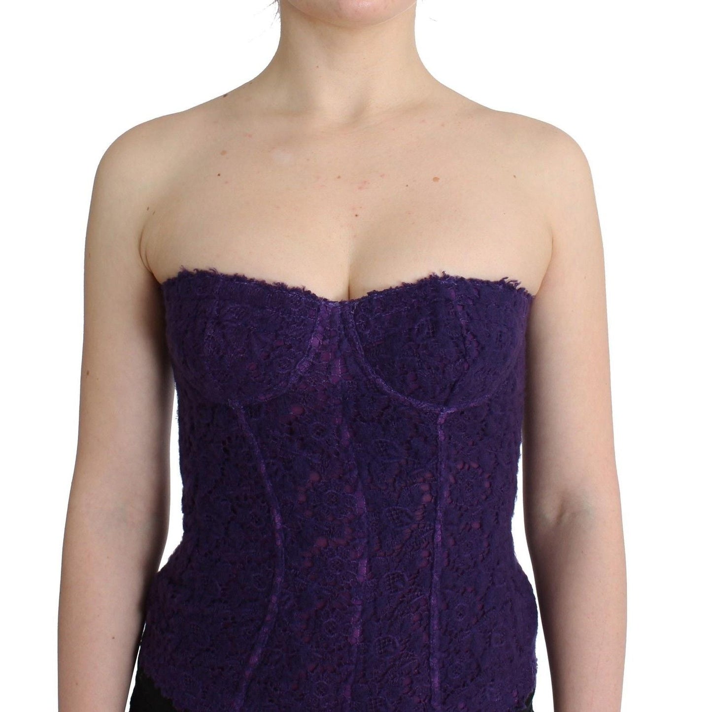 Lingerie Purple Corset Bustier Top Floral Lace - coffeewithmee2