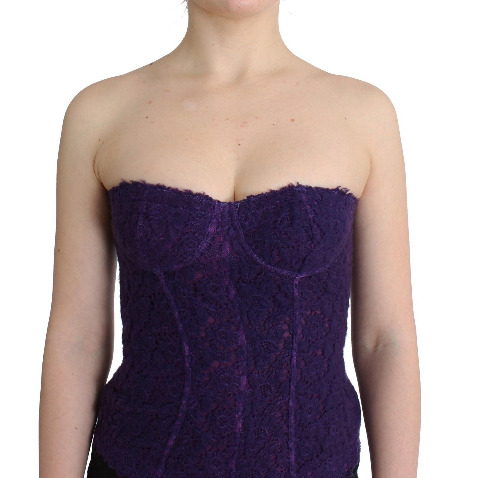 Lingerie Purple Corset Bustier Top Floral Lace - coffeewithmee2