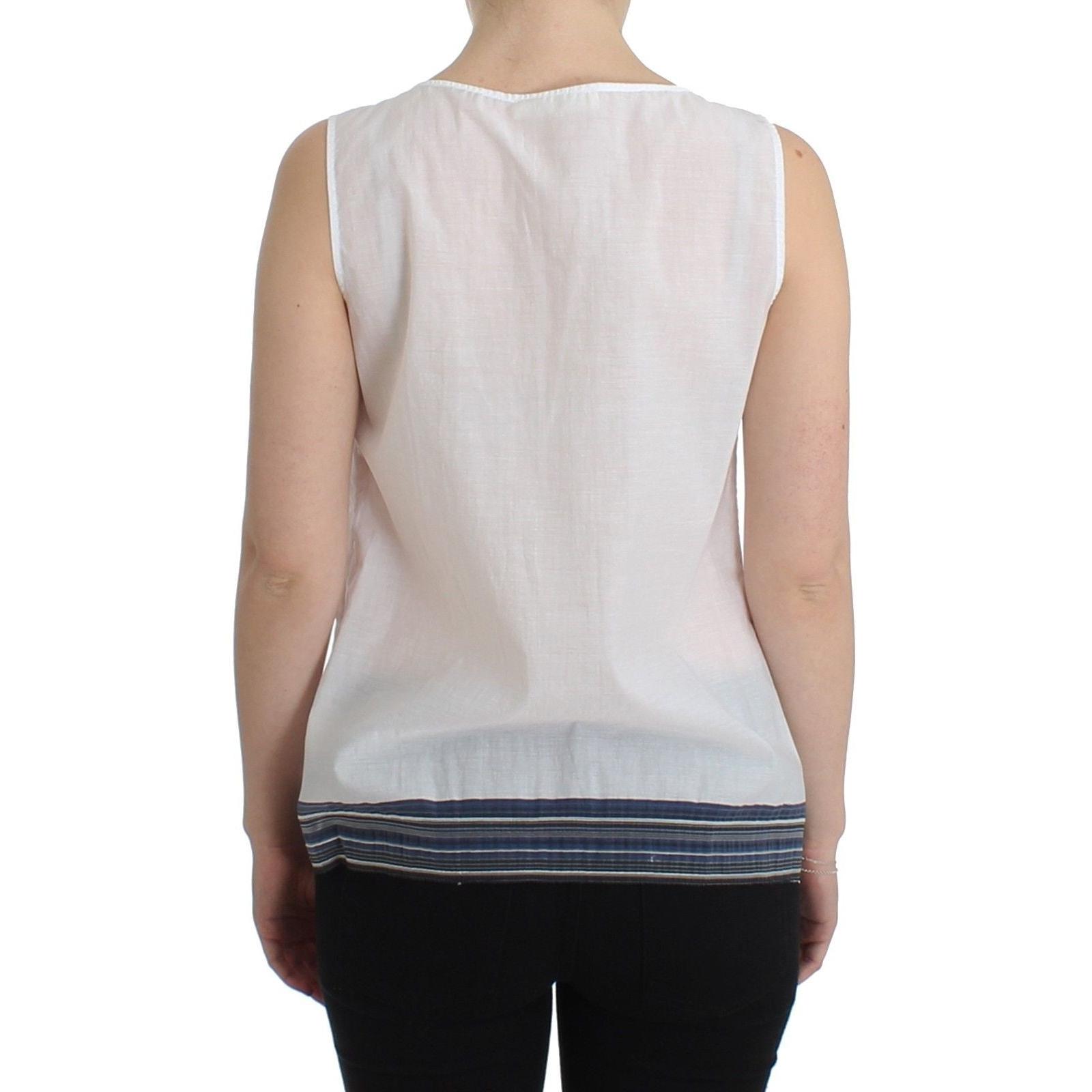 White Blue Top Blouse Tank Shirt Sleeveless - coffeewithmee2