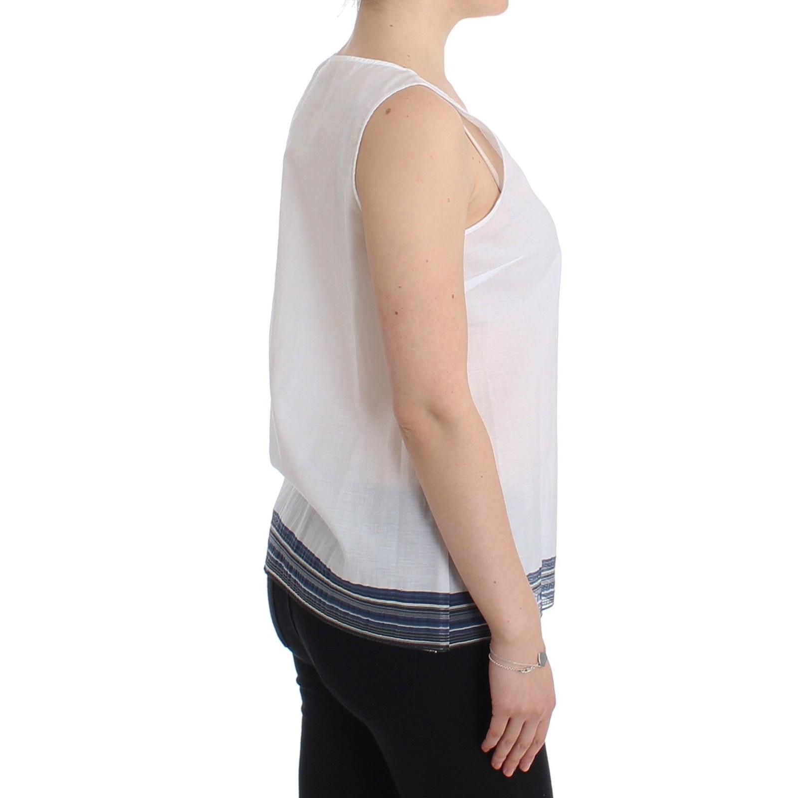 White Blue Top Blouse Tank Shirt Sleeveless - coffeewithmee2