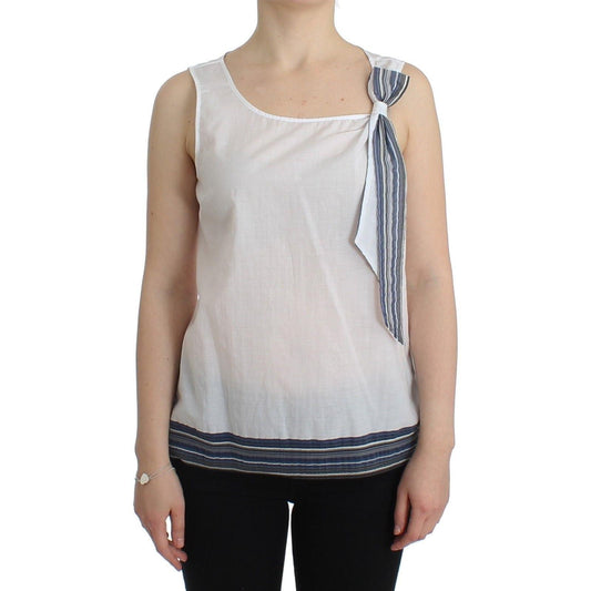 White Blue Top Blouse Tank Shirt Sleeveless - coffeewithmee2