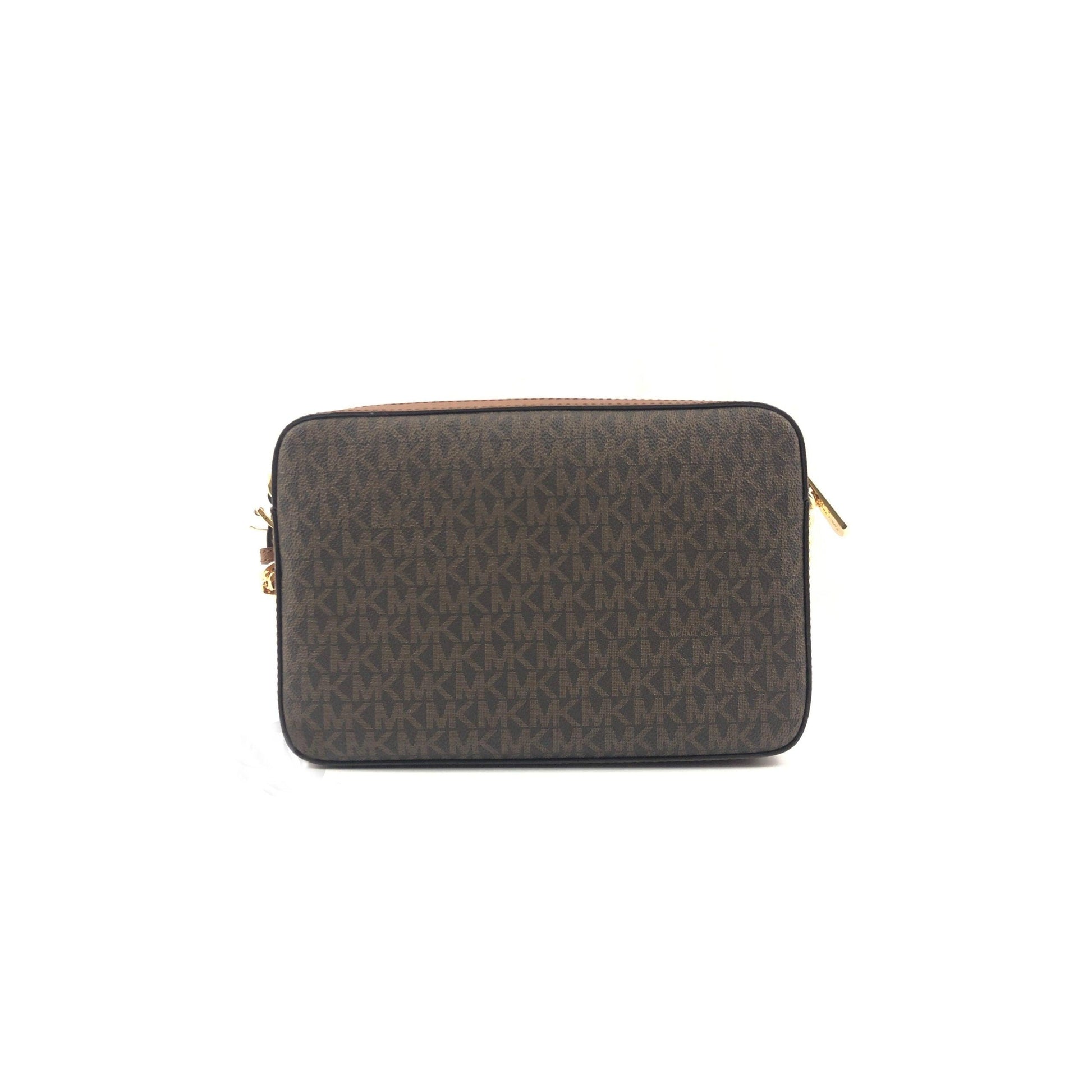 Jet Set Large East West Saffiano Leather Crossbody Bag Handbag [Brown Signature] - coffeewithmee2