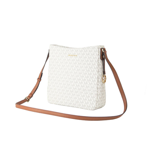 Signature Jet Set Large Signature Messenger Crossbody Bag (Vanilla Signature/Brown) - coffeewithmee2