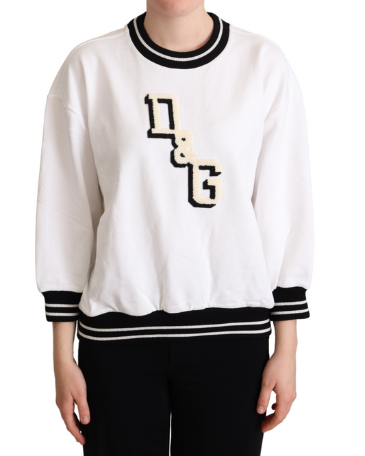 White D&G Crewneck Pullover Sweater
