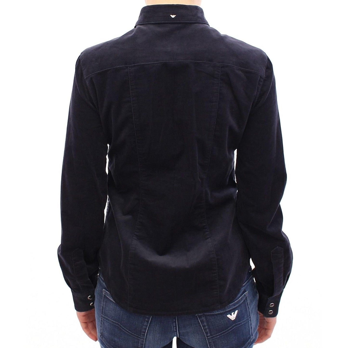 Blue Stretch Button Down Shirt - coffeewithmee2