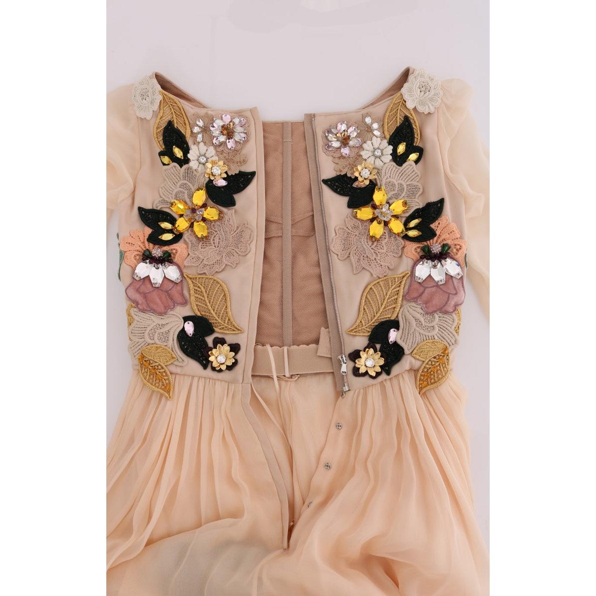 Pink Silk Floral Crystal Maxi Gown Dress - coffeewithmee2