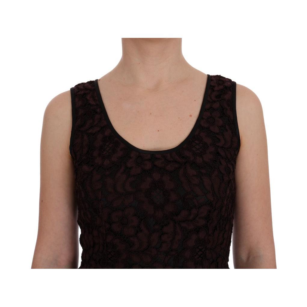 Bordeaux Floral Lace Ricamo Sheath Dress - coffeewithmee2