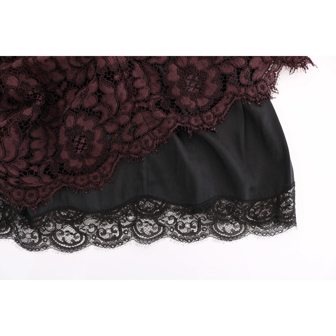 Bordeaux Floral Lace Ricamo Sheath Dress - coffeewithmee2