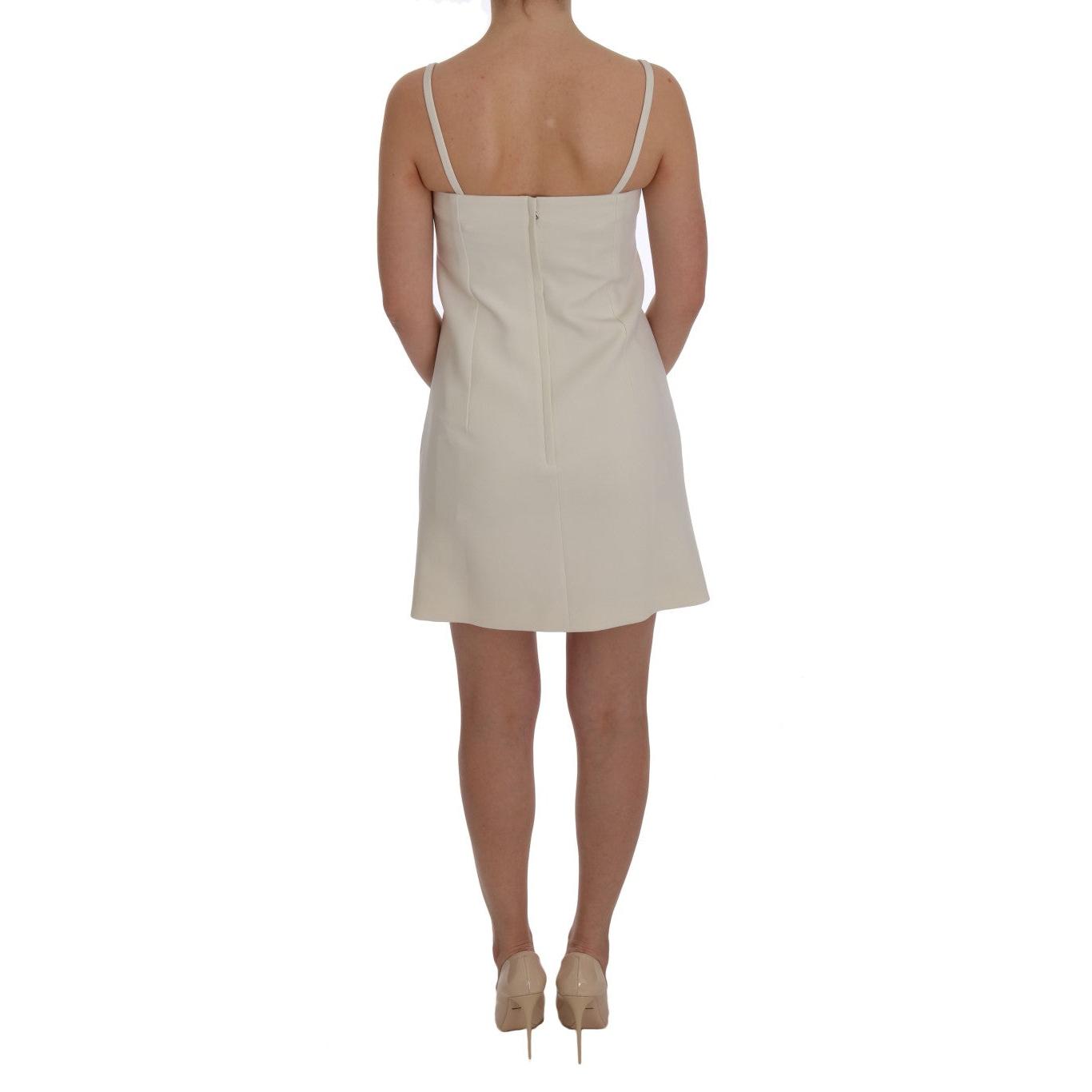 White Wool Stretch Brooch Shift Dress - coffeewithmee2