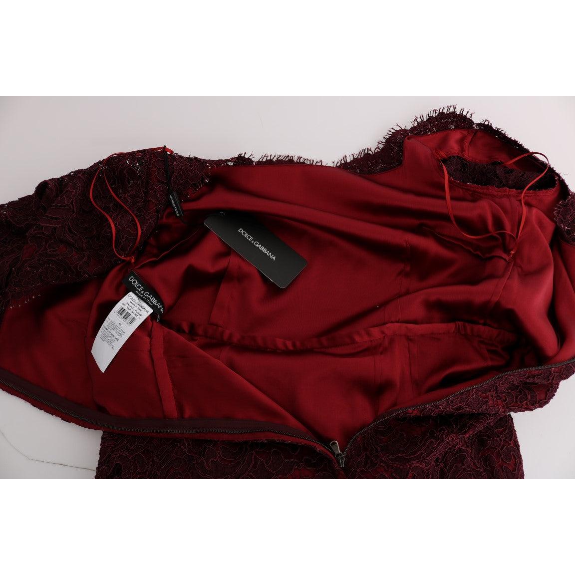 Bordeaux Floral Ricamo Sheath Long Dress - coffeewithmee2