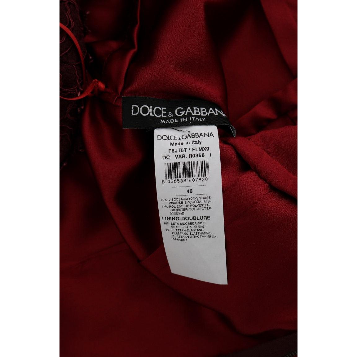 Bordeaux Floral Ricamo Sheath Long Dress - coffeewithmee2