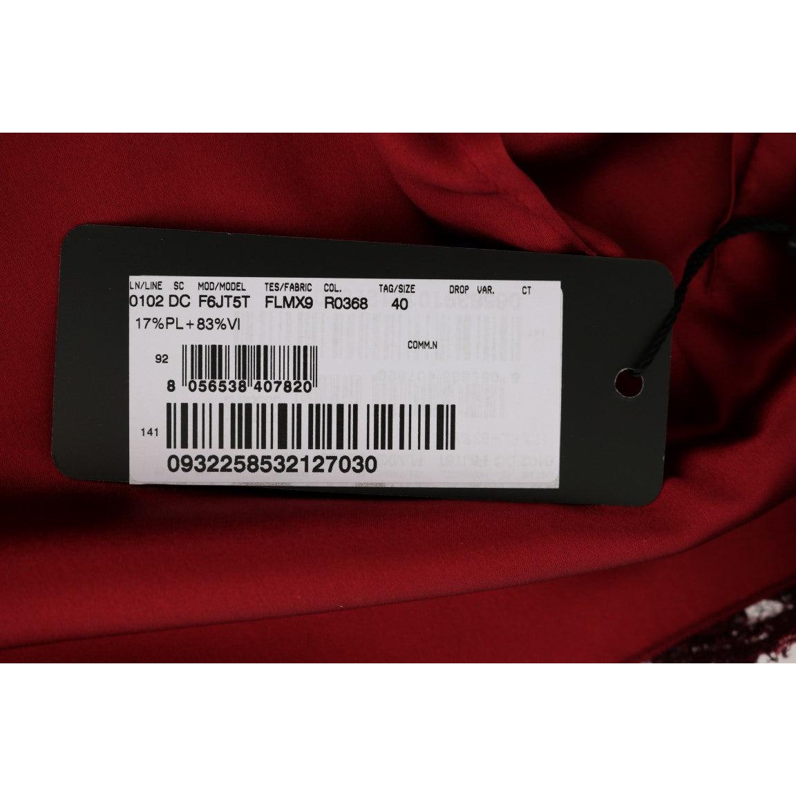 Bordeaux Floral Ricamo Sheath Long Dress - coffeewithmee2