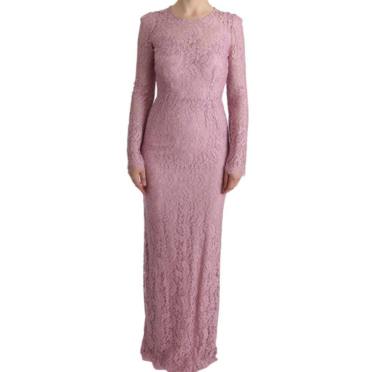 Pink Floral Lace Sheath Long Dress - coffeewithmee2