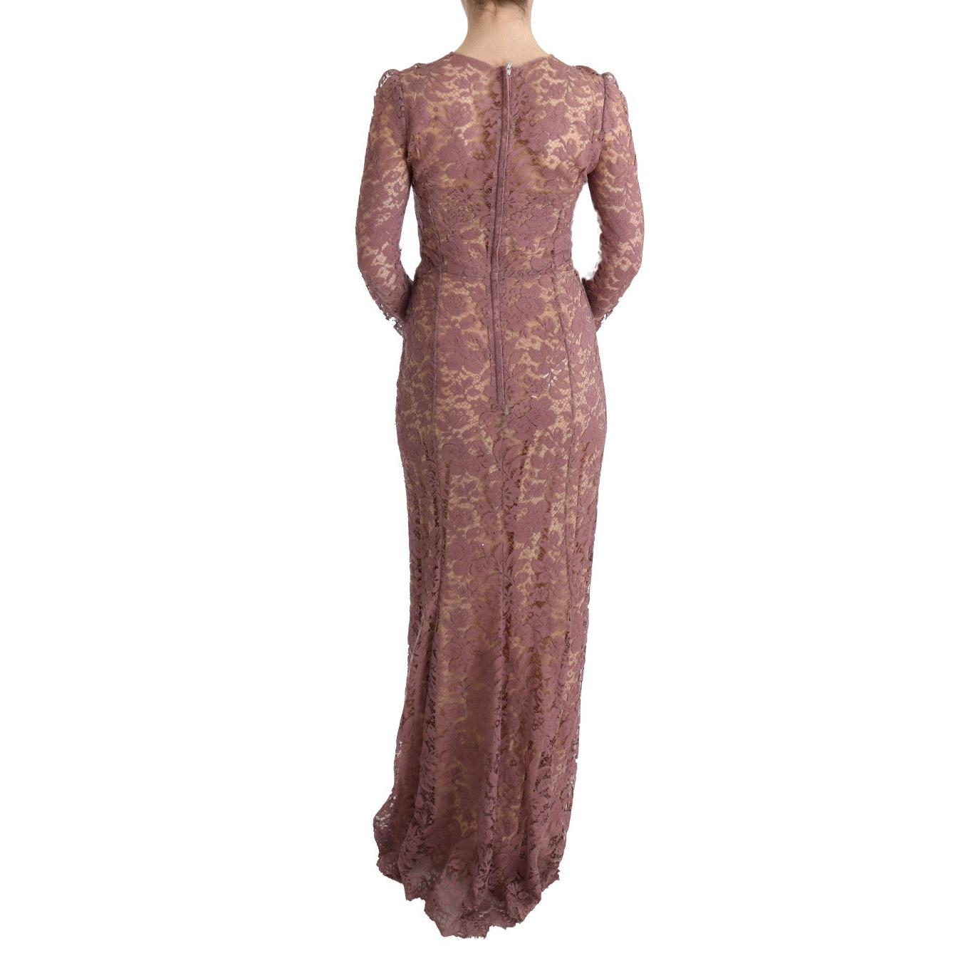 Pink Floral Lace Sheath Long Dress - coffeewithmee2