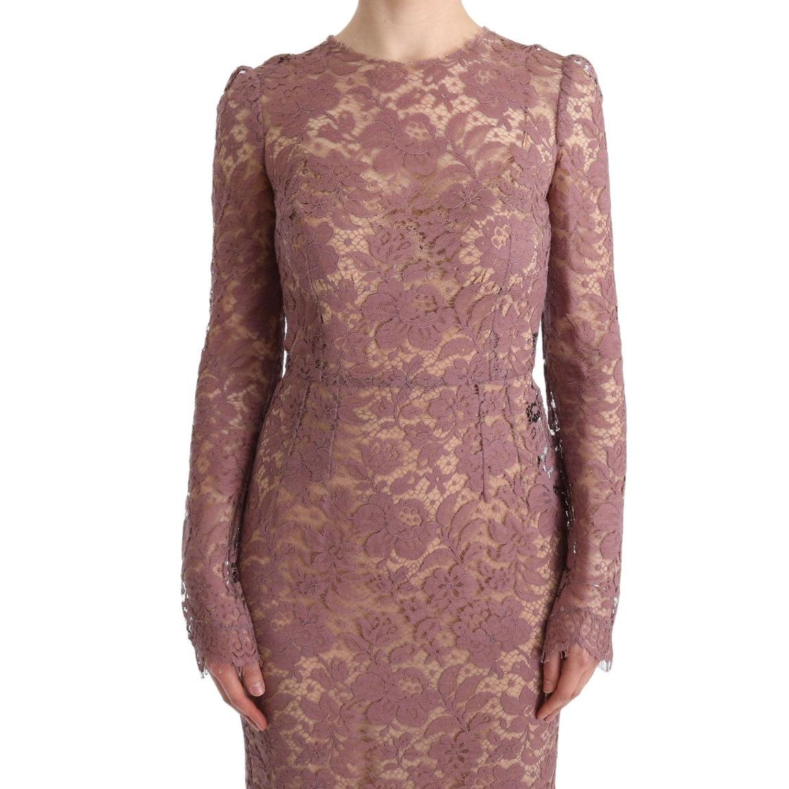 Pink Floral Lace Sheath Long Dress - coffeewithmee2