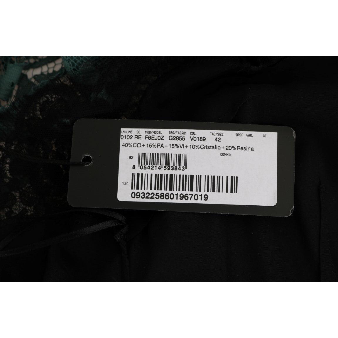 Green Floral Crystal Ricamo Sheath Dress - coffeewithmee2