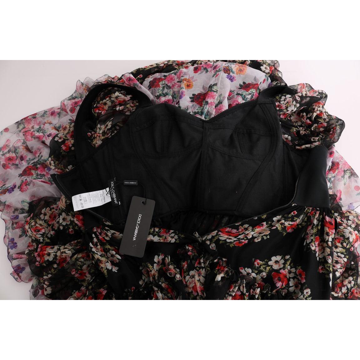 Multicolor Silk Stretch Floral Shift Long Dress - coffeewithmee2