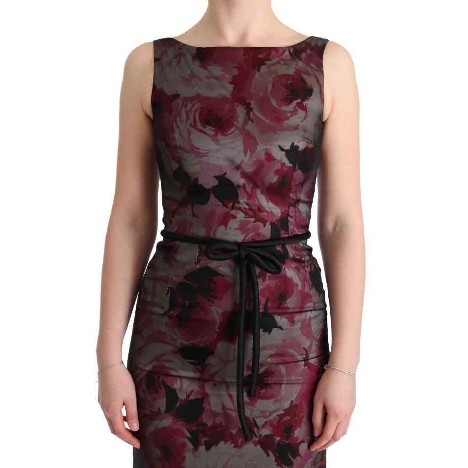 Roses Silk Stretch Sheath Long Dress - coffeewithmee2