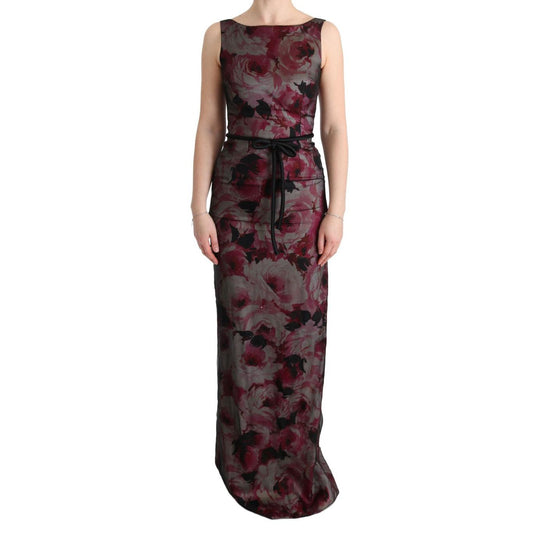 Roses Silk Stretch Sheath Long Dress - coffeewithmee2