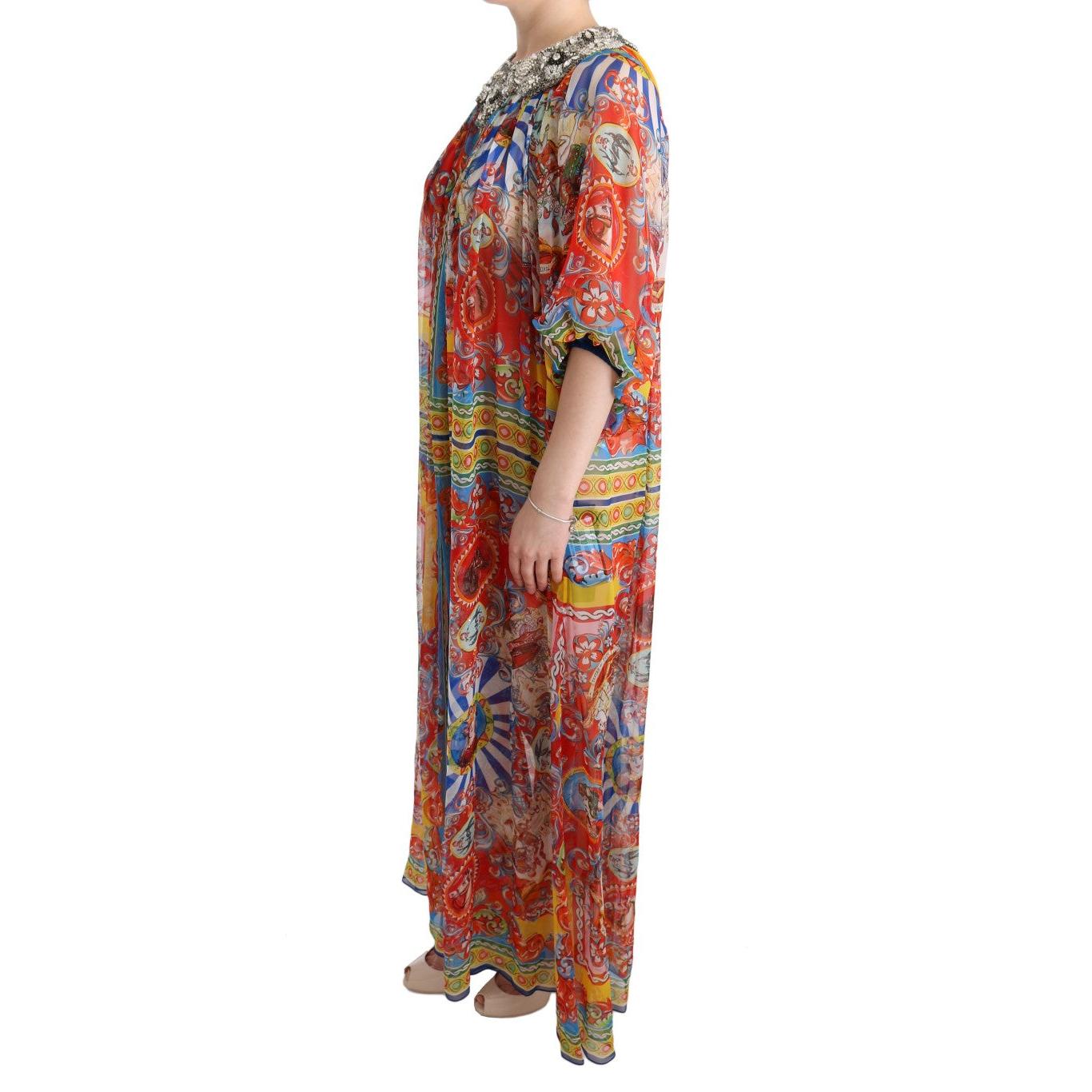 Multicolor Silk Carretto Crystal Tunic Dress - coffeewithmee2