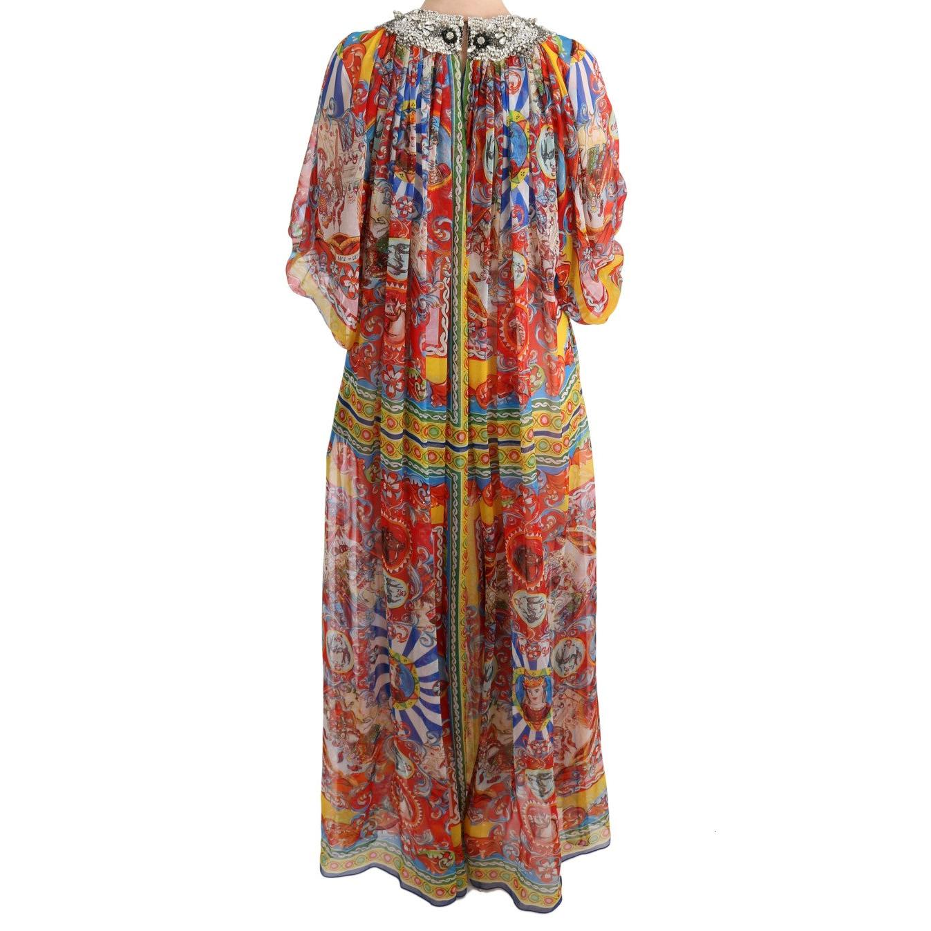 Multicolor Silk Carretto Crystal Tunic Dress - coffeewithmee2