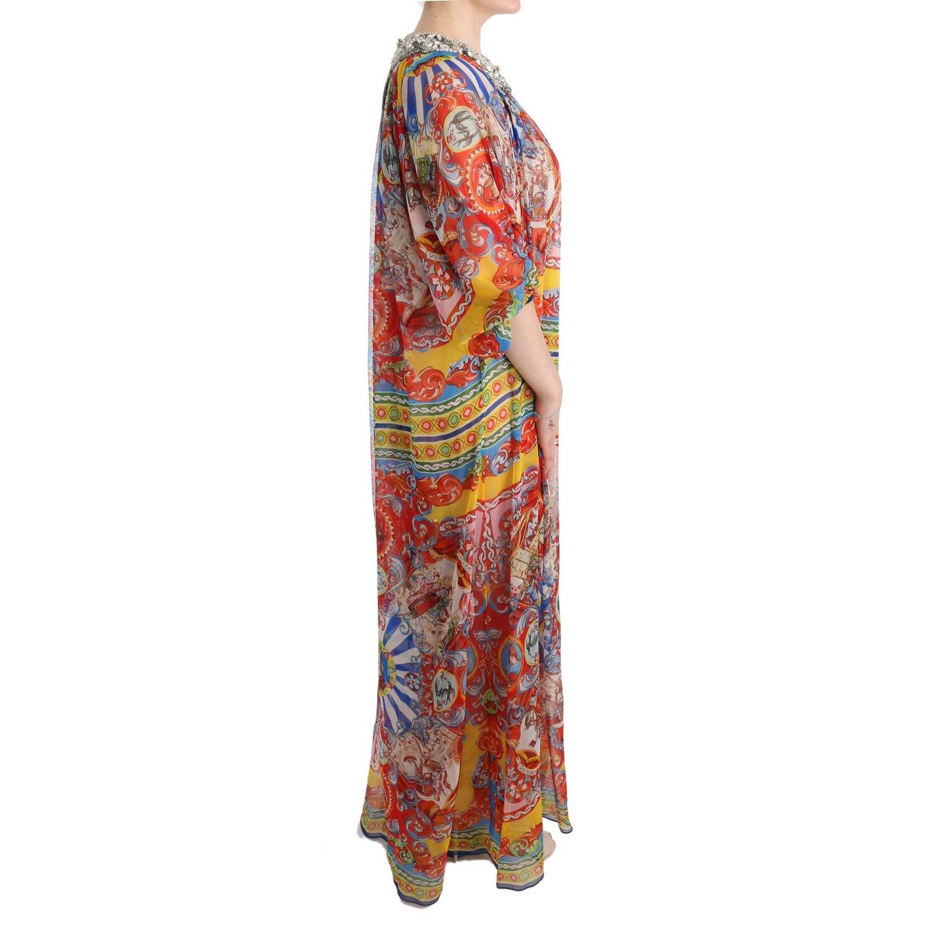 Multicolor Silk Carretto Crystal Tunic Dress - coffeewithmee2