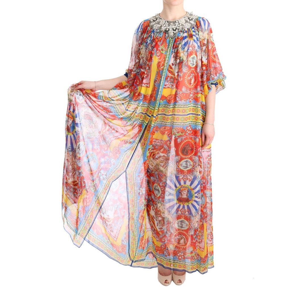Multicolor Silk Carretto Crystal Tunic Dress - coffeewithmee2