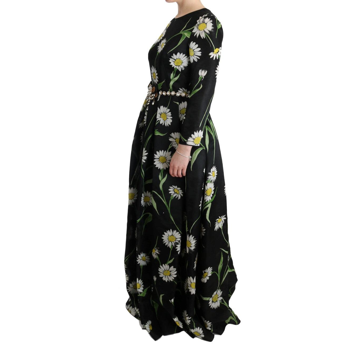 Multicolor Silk Sunflower Print Long Maxi Dress - coffeewithmee2
