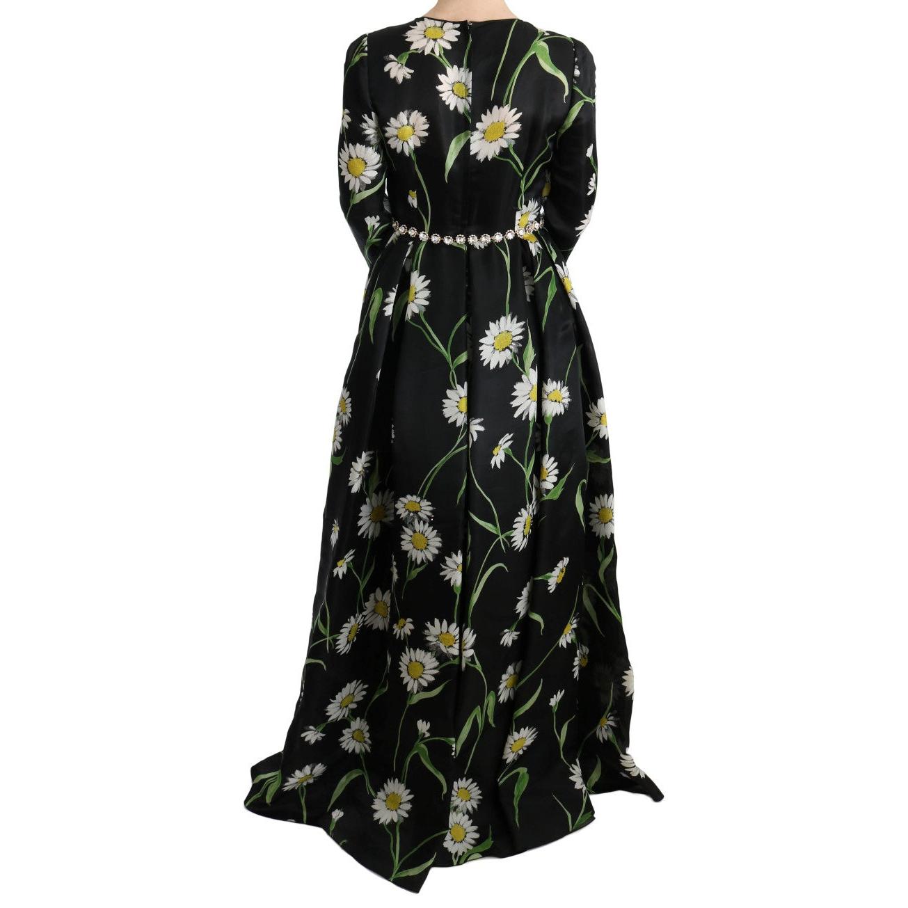 Multicolor Silk Sunflower Print Long Maxi Dress - coffeewithmee2