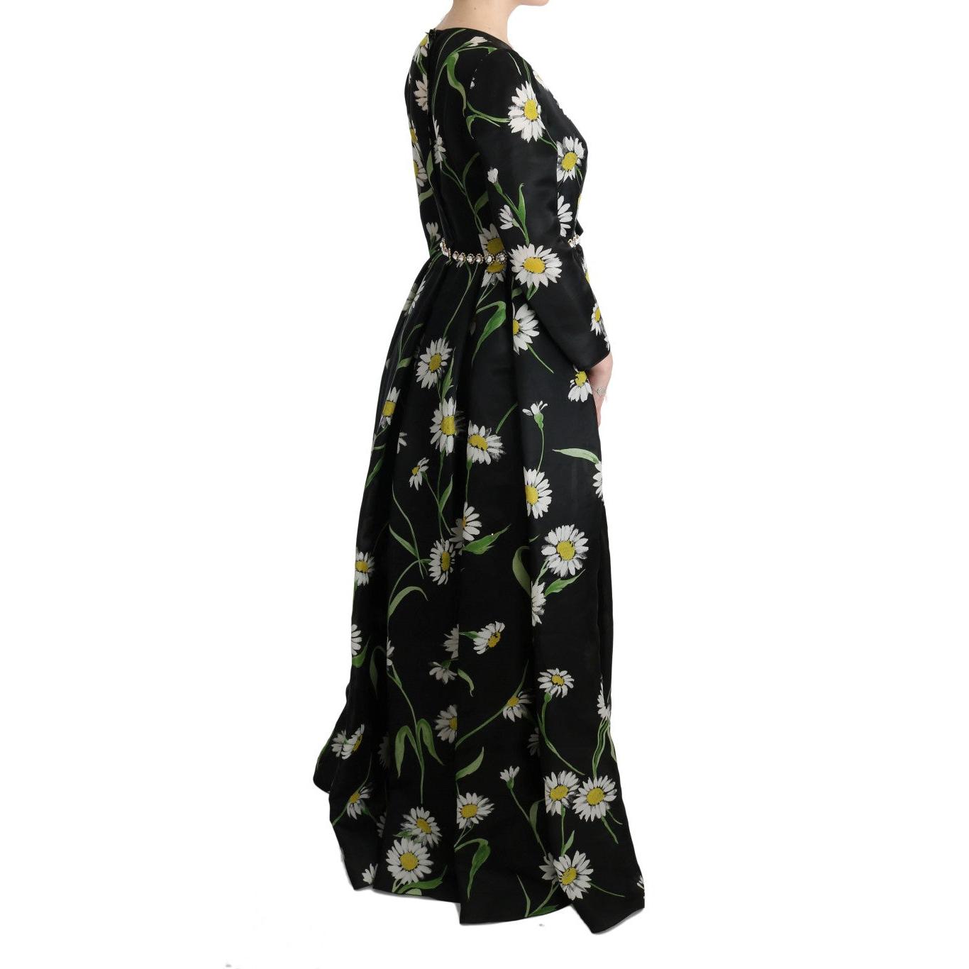 Multicolor Silk Sunflower Print Long Maxi Dress - coffeewithmee2
