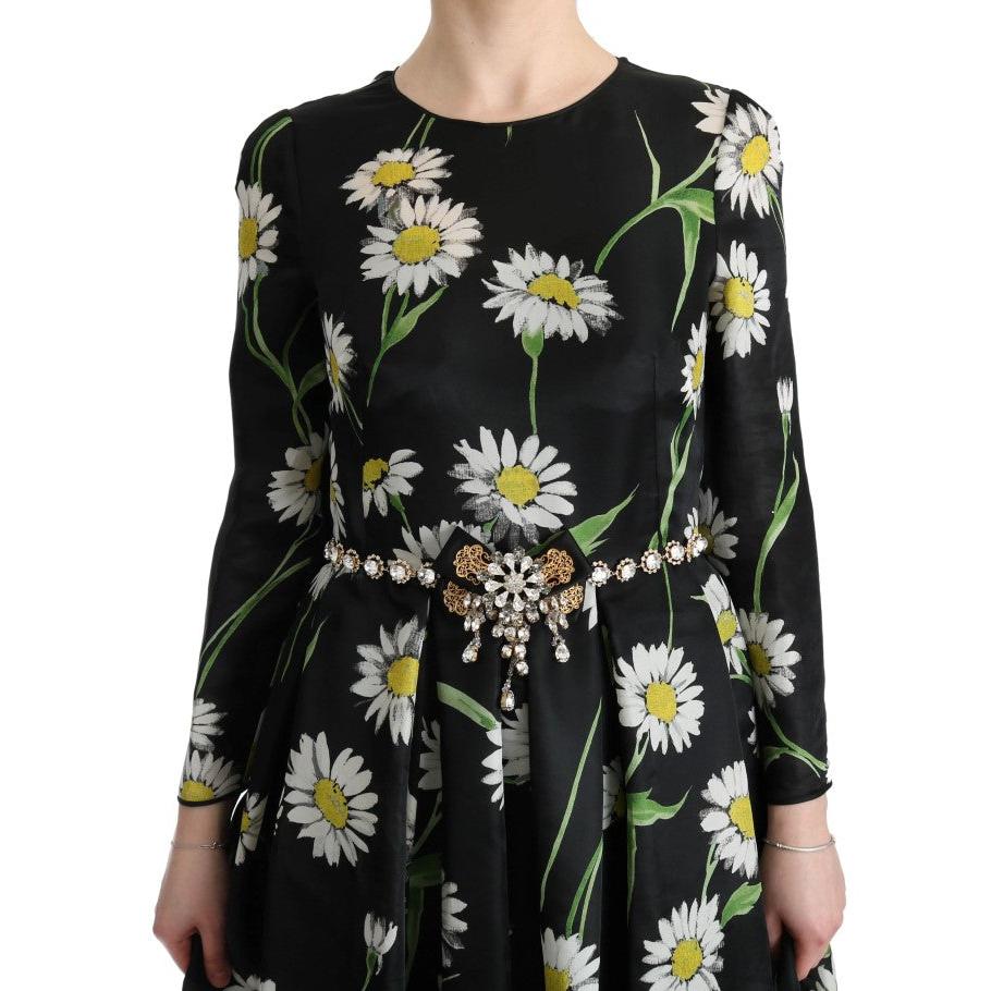 Multicolor Silk Sunflower Print Long Maxi Dress - coffeewithmee2