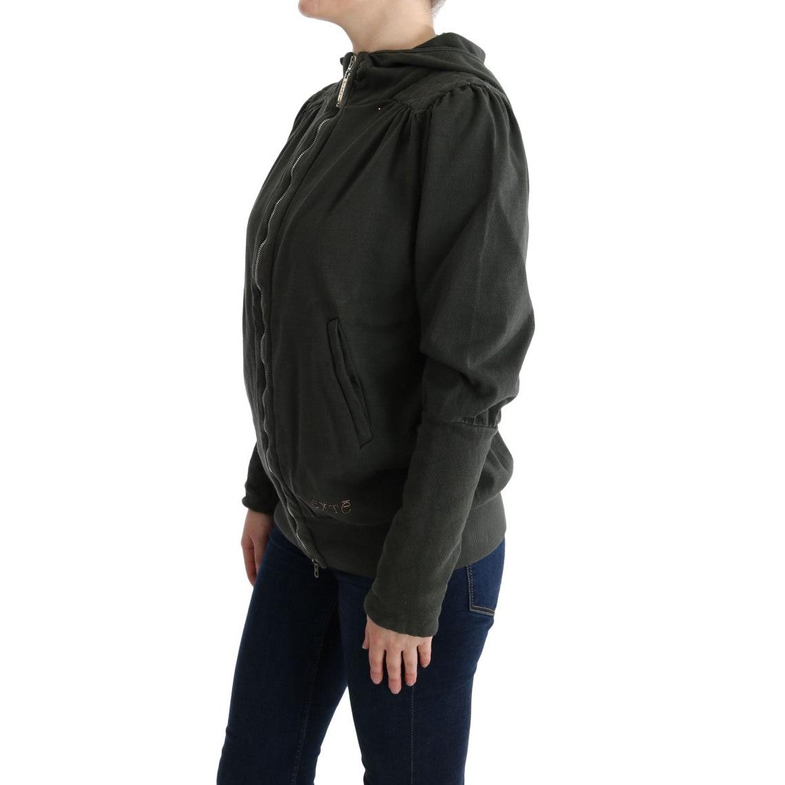 Gray Top Hooded Cotton Zipper Sweater - coffeewithmee2