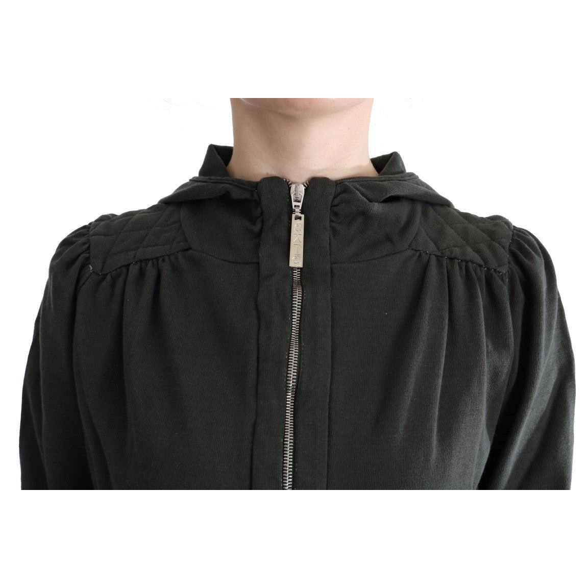 Gray Top Hooded Cotton Zipper Sweater - coffeewithmee2