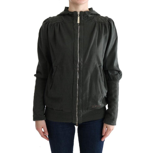 Gray Top Hooded Cotton Zipper Sweater - coffeewithmee2