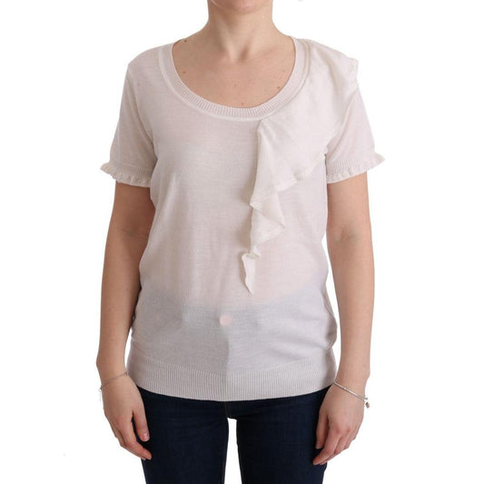 White 100% Lana Wool Top Blouse T-shirt - coffeewithmee2