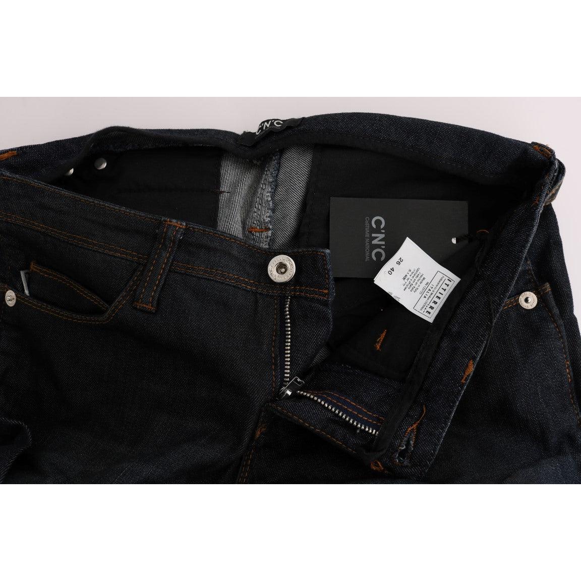 Gray Cotton Slim Flared Jeans - coffeewithmee2