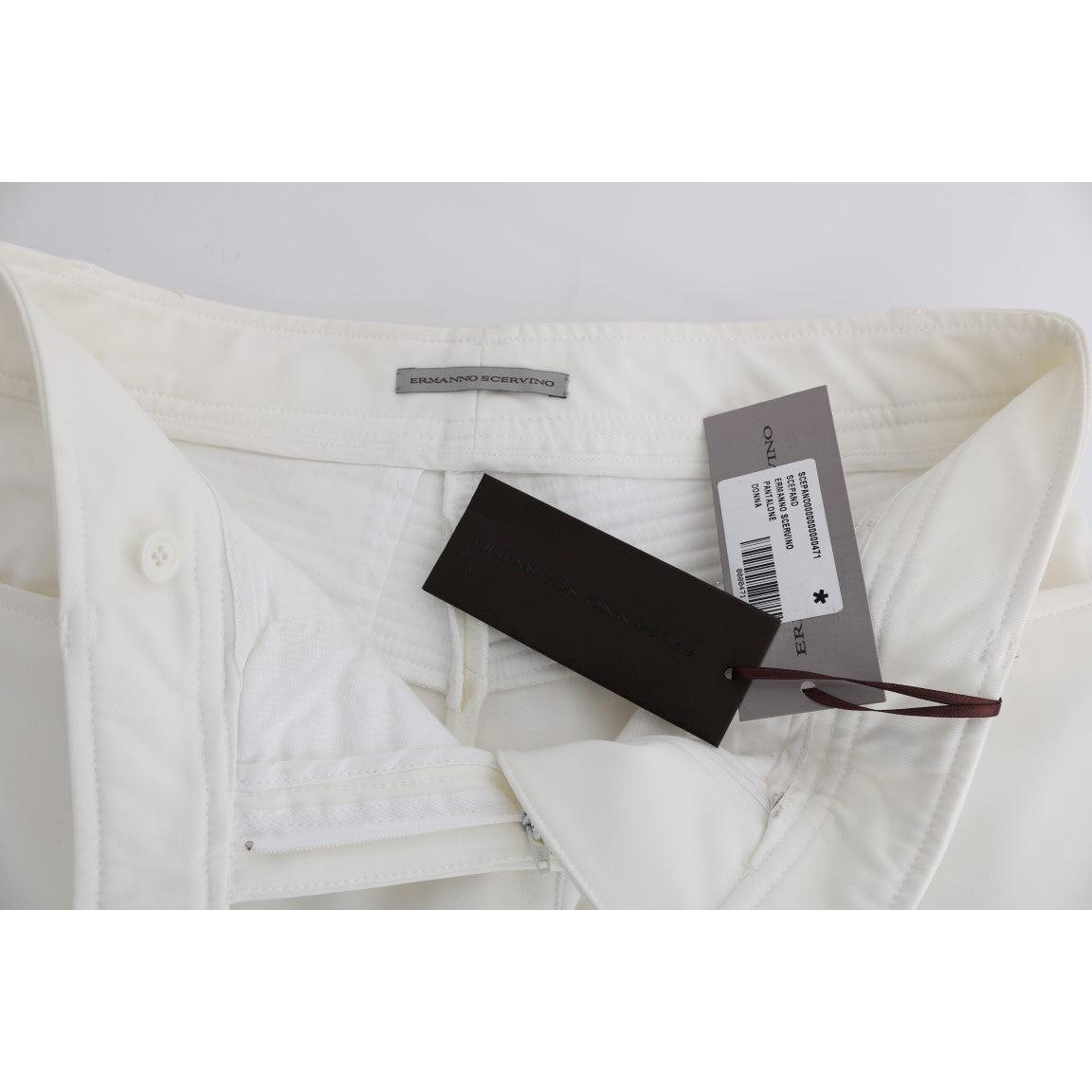 White Cotton Slim Fit Casual Pants - coffeewithmee2